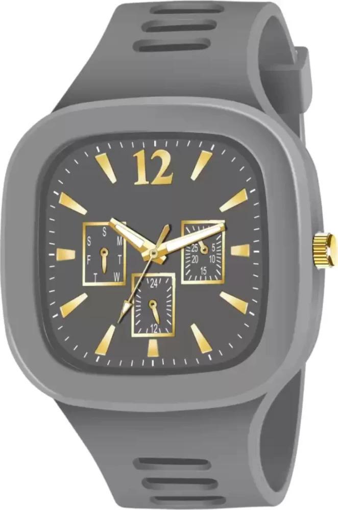 Men Analog Watch Gray Silicone Trending