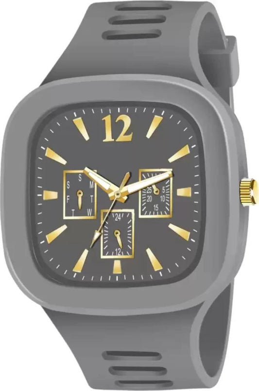 Men Analog Watch Gray Silicone Trending