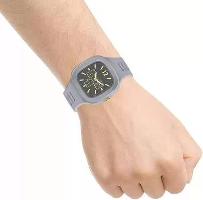 Men Analog Watch Gray Silicone Trending